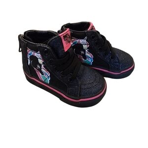 Vans Black Sparkle Rainbow Unicorn High Top Sneakers Kids 2.5